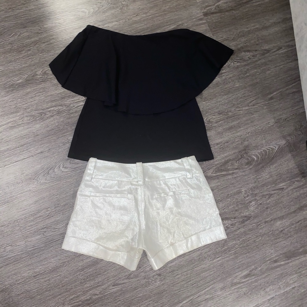 Alice and Olivia Cady Cuff Short Metallic 2 Silver